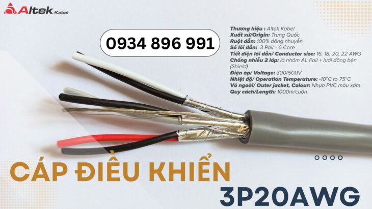Cáp tín hiệu vặn xoắn 3 Pair 20 AWG – Giao nhanh Đà Nẵng, Bình Định, Khánh Hòa
