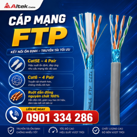 Cáp Mạng Cat5e & Cat6 FTP Altek Kabel Chống Nhiễu – 100% Đồng