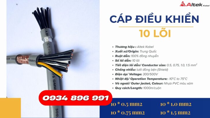 Cáp 10 lõi không chống nhiễu giá tốt tại Phú Yên, Khánh Hòa, Ninh Thuận