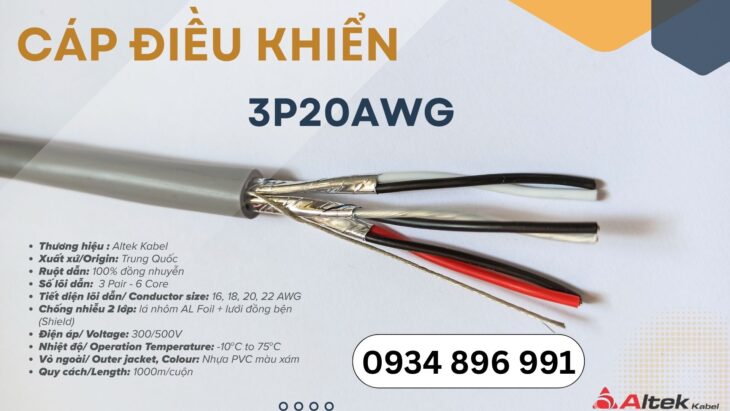 Cáp tín hiệu vặn xoắn 3 Pair 20 AWG – Giao nhanh Đà Nẵng, Bình Định, Khánh Hòa
