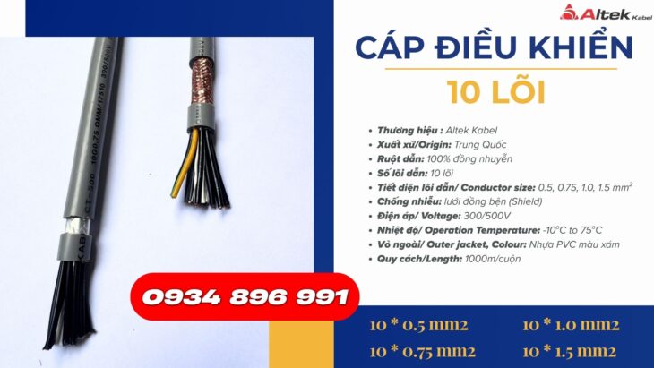 Cáp 10 lõi không chống nhiễu giá tốt tại Phú Yên, Khánh Hòa, Ninh Thuận