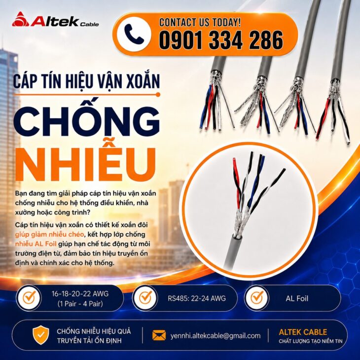 Báo Giá Cáp Tín Hiệu RS485 Chống Nhiễu ALTEK KABEL