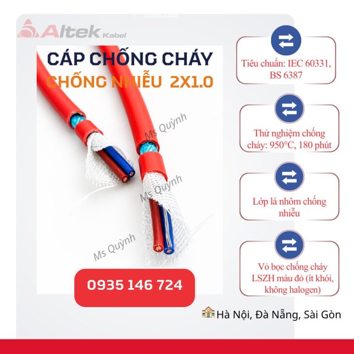 Cáp chống cháy chống nhiễu 2×1.0 Fr Altek Kabel