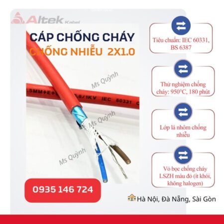 Cáp chống cháy chống nhiễu 2×1.0 Fr Altek Kabel