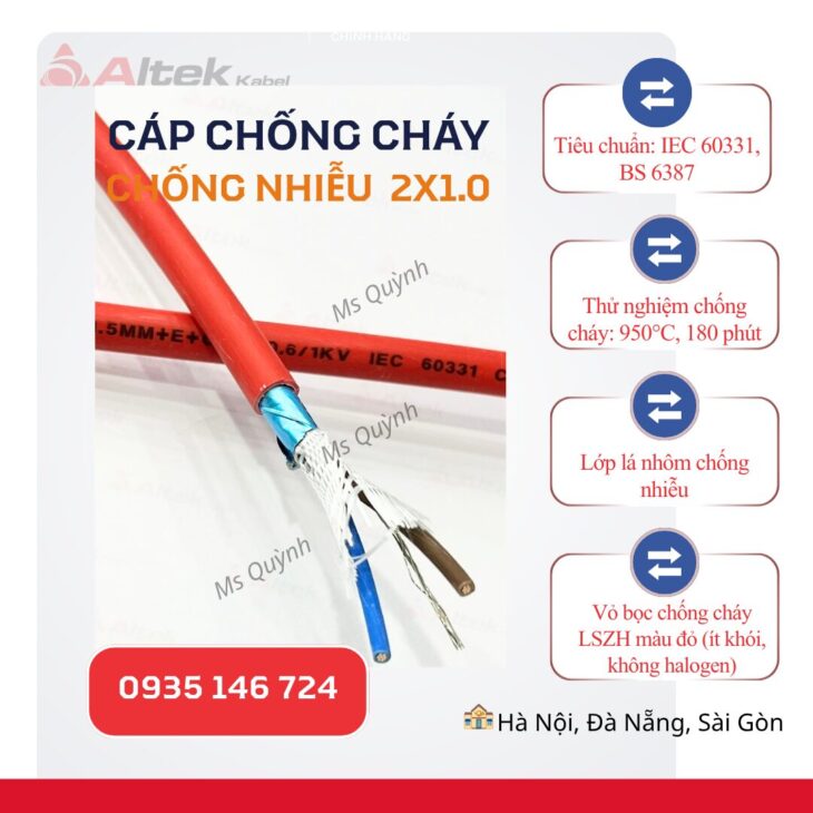 Cáp chống cháy chống nhiễu 2×1.0 Fr Altek Kabel