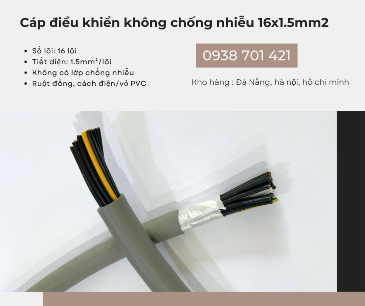 Cáp điều khiển không chống nhiễu 16×1.5mm² Quảng Bình, Quảng Ngãi, Quảng Nam