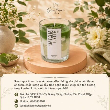 Nến Thơm Ly Matcha Latte Scentique Amor – Decor Phòng Cực Xinh Nến Thơm Ly Matcha Latte Scentique Amor – Decor Phòng Cực Xinh
