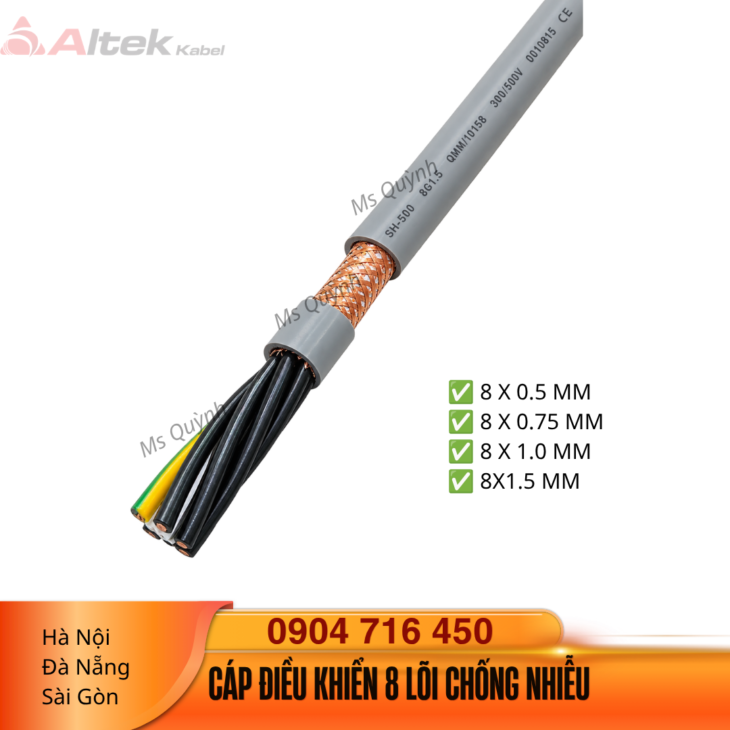 Cáp điều khiển 0.5, 0.75, 1.0, 1.5, 8 lõi chống nhiễu Altek Kabel