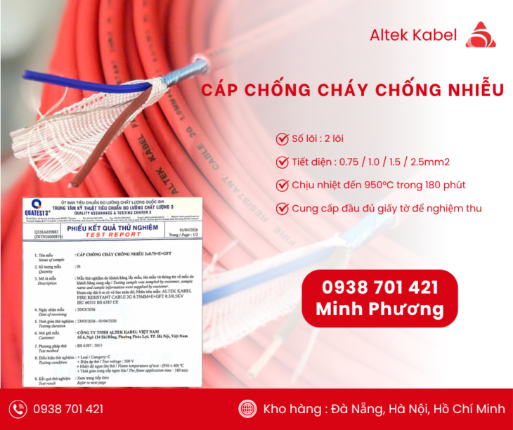 Cáp chống cháy chống nhiễu 2 lõi – Hàng sẵn kho, giao nhanh toàn quốc Cáp chống cháy chống nhiễu 2 lõi – Hàng sẵn kho, giao nhanh toàn quốc