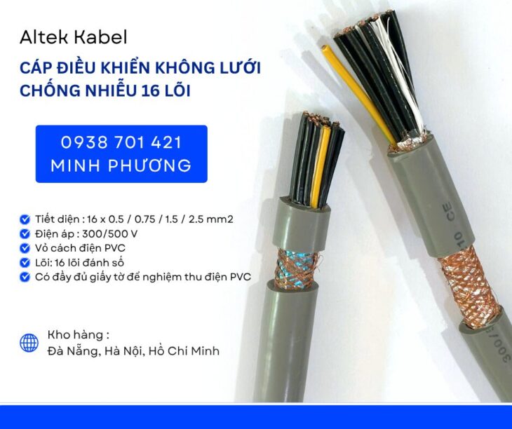 Cáp điều khiển không chống nhiễu 16×0.75mm² chính hãng Altek Kabel Đà Nẵng, Huế