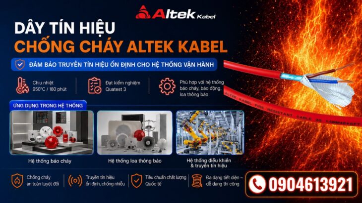 Cáp tín hiệu chống cháy chống nhiễu 2×0.75/2×1.0/2×1.5/2×2.5 Altek Kabel