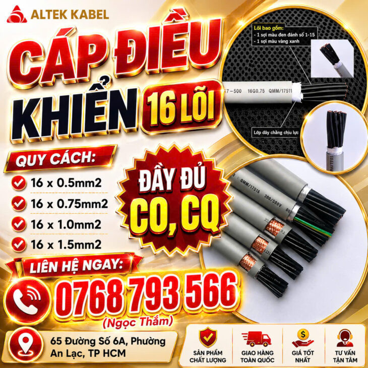 CẦN BÁN Cáp Điều Khiển ALTEK KABEL 16 Lõi 0.5mm2 – 1.5mm2