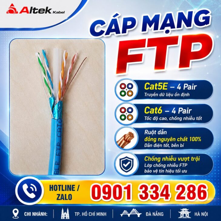 Cáp Mạng Cat5e & Cat6 Chống Nhiễu FTP ALTEK KABEL Đồng 100%
