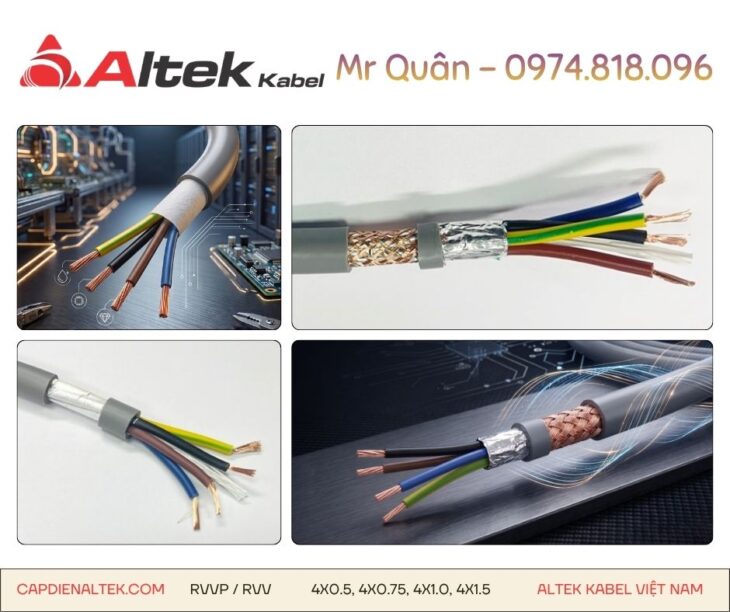 Altek Kabel: Cáp điều khiển 4 lõi mềm – Rvv, Rvvp