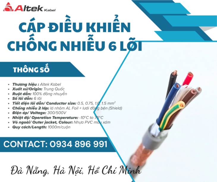 Cáp Tín Hiệu 6 Lõi 0.5mm2 Có Sẵn Huế, Quảng Trị, Đà Nẵng
