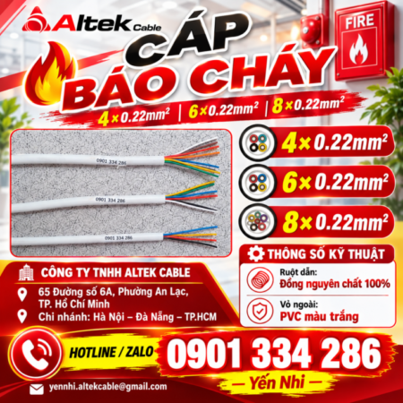 Cáp Báo Cháy Ruột Đồng 0.22mm², 4–8 Lõi ALTEK KABEL