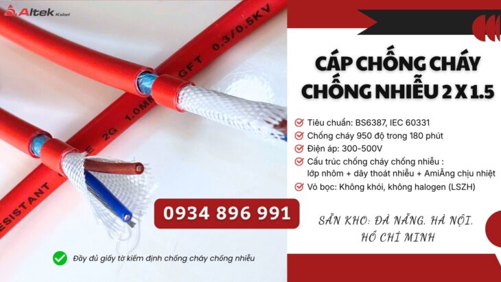 Cáp Chống Cháy Chống Nhiễu 2 X1.0 Đạt Chuẩn Bs6387, Iec 60331 Thanh Hóa, Nghệ An, Hà Tĩnh.