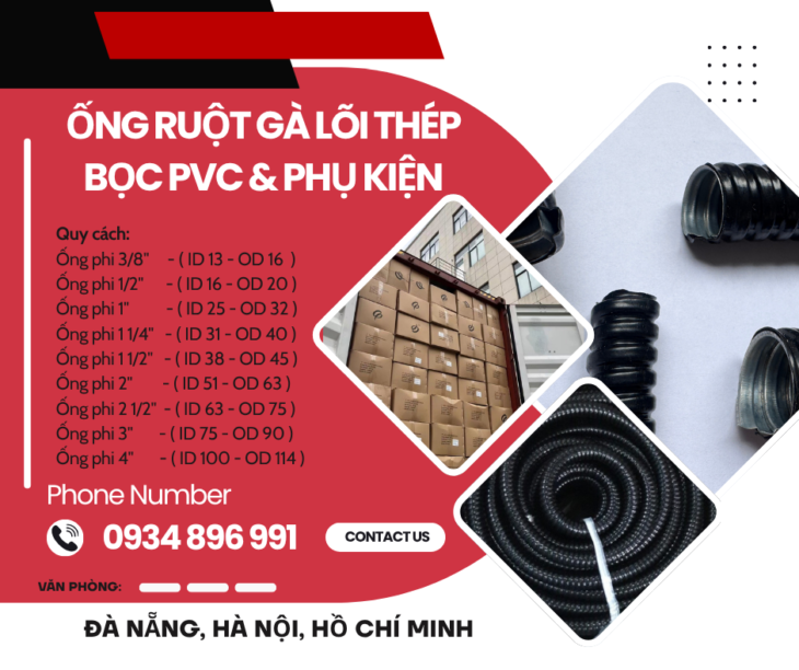 Ống Ruột Gà Lõi Thép Phi 20 & Phụ Kiện Đầy Đủ – Giao Nhanh Quảng Bình, Quảng Ngãi, Quảng Nam