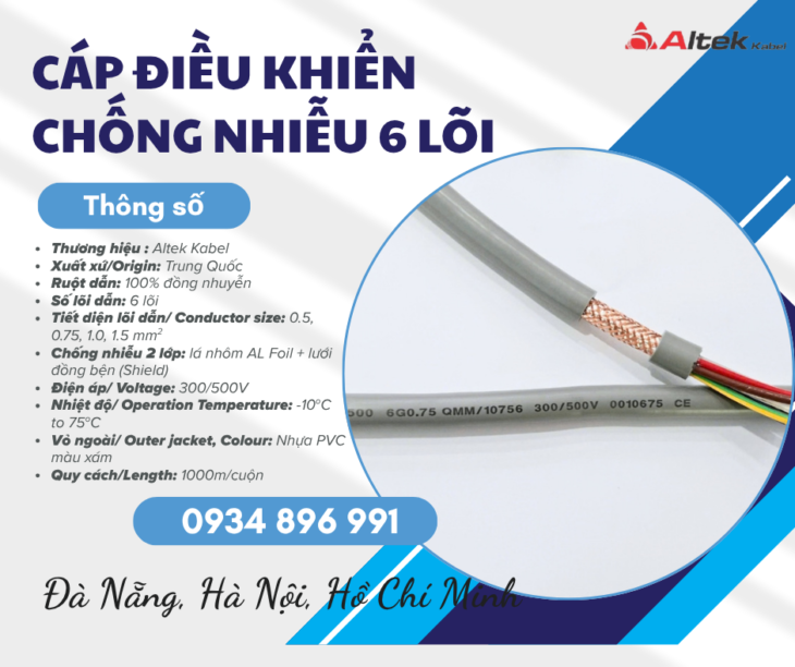 Cáp Tín Hiệu 6 Lõi 0.5mm2 Có Sẵn Huế, Quảng Trị, Đà Nẵng