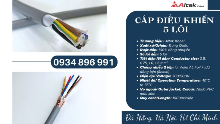 Cáp Điều Khiển 5×0.75mm² Đà Nẵng, Huế, Quảng Nam