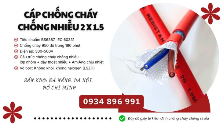 Cáp Chống Cháy Chống Nhiễu 2 X1.0 Đạt Chuẩn Bs6387, Iec 60331 Thanh Hóa, Nghệ An, Hà Tĩnh.