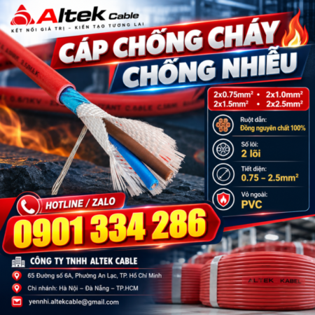 Cáp Chống Cháy Chống Nhiễu 2×0.75mm² ALTEK KABEL