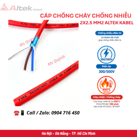 Cáp chống cháy chống nhiễu 2×2.5 Altek Kabel FR225 Cáp chống cháy chống nhiễu 2×2.5 Altek Kabel FR225