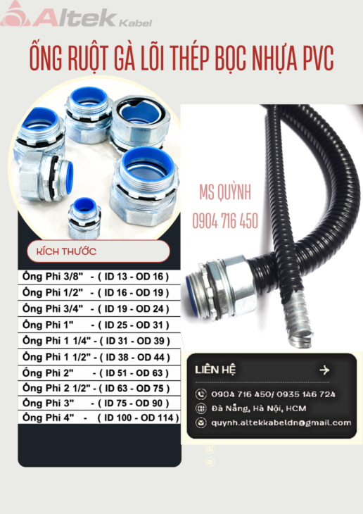 Ống ruột gà lõi thép bọc nhựa PVC đen