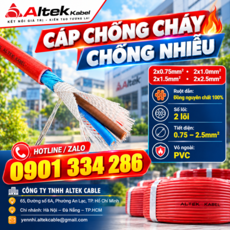 Cáp Chống Cháy Chống Nhiễu 2×1.5mm² ALTEK KABEL